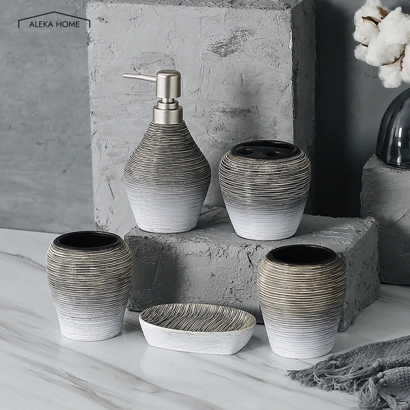 Transform Your Bathroom with Our 5pc Porcelain Set