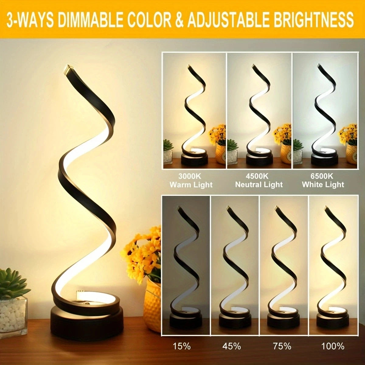 Upgrade Your Home with Sleek Spiral Dimmable Table Lamps