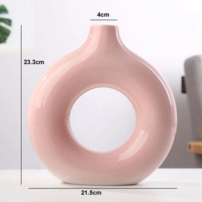 Nordic Vase Circular Hollow Ceramic Donuts