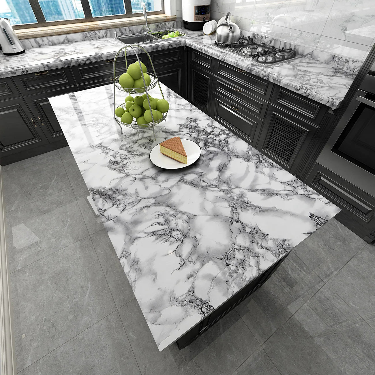 Kitchen Marble Wallpaper Contact Paper PVC Self Adhesive Waterproof Oil-proof