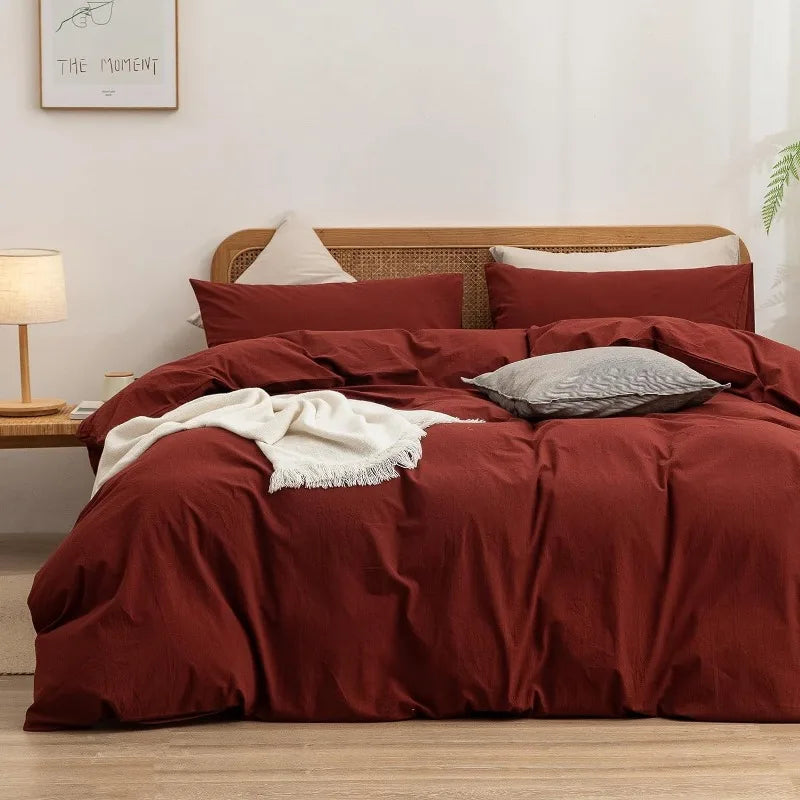 Duvet Cover Set 100% Washed Cotton Linen