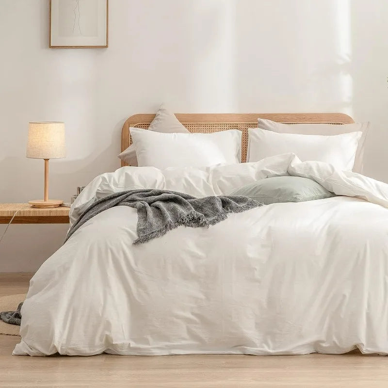 Duvet Cover Set 100% Washed Cotton Linen