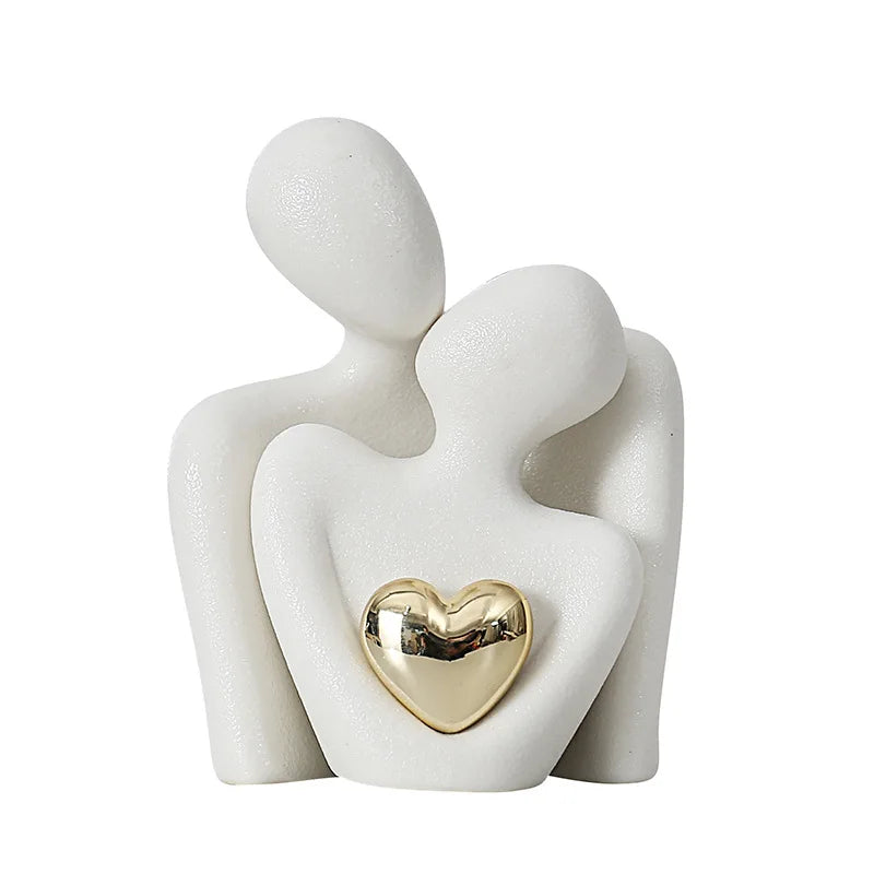 Heart-Shaped Gold-Plated Abstract Simple Character Decoration